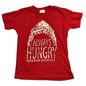 Landrys Boys Shark T Shirt Top Always Hungry Aquarium Nashville Red White Medium